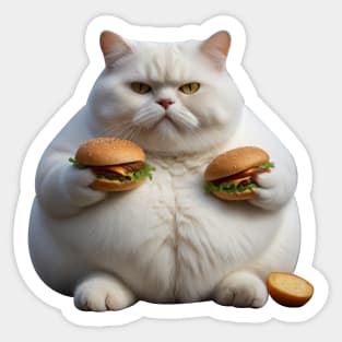 CUTE FAT CAT BURGER Sticker